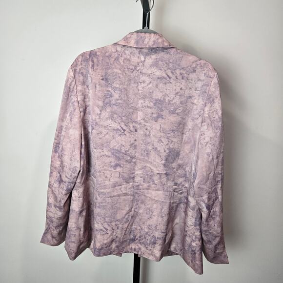 Coldwater Creek Blazer Jacket Mauve Pink Watercolor Silky Classic Career Plus 16 - Picture 5 of 7